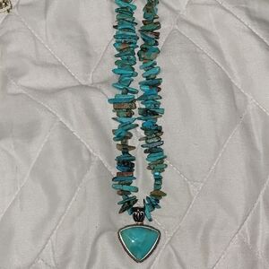 Sterling Silver And Turquoise Stone Necklace